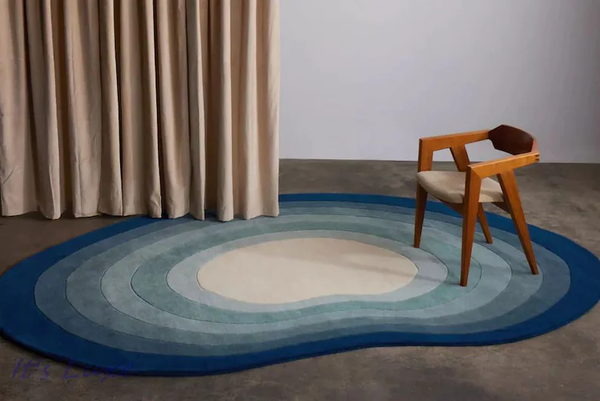 irregular blue handtufted